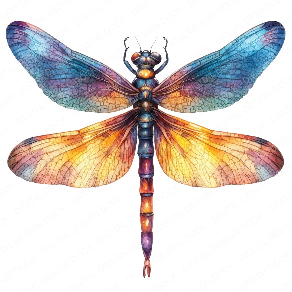 Magical Dragonfly fussy cut sheet in A4 format showing all 12 designs on one printable page