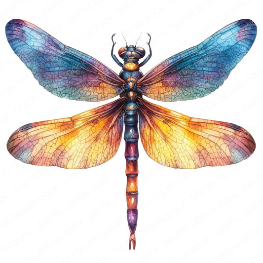 Magical Dragonfly fussy cut sheet in A4 format showing all 12 designs on one printable page