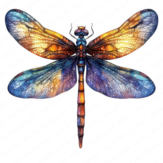Magical Dragonfly fussy cut sheet in US Letter format showing all 12 designs on one printable page