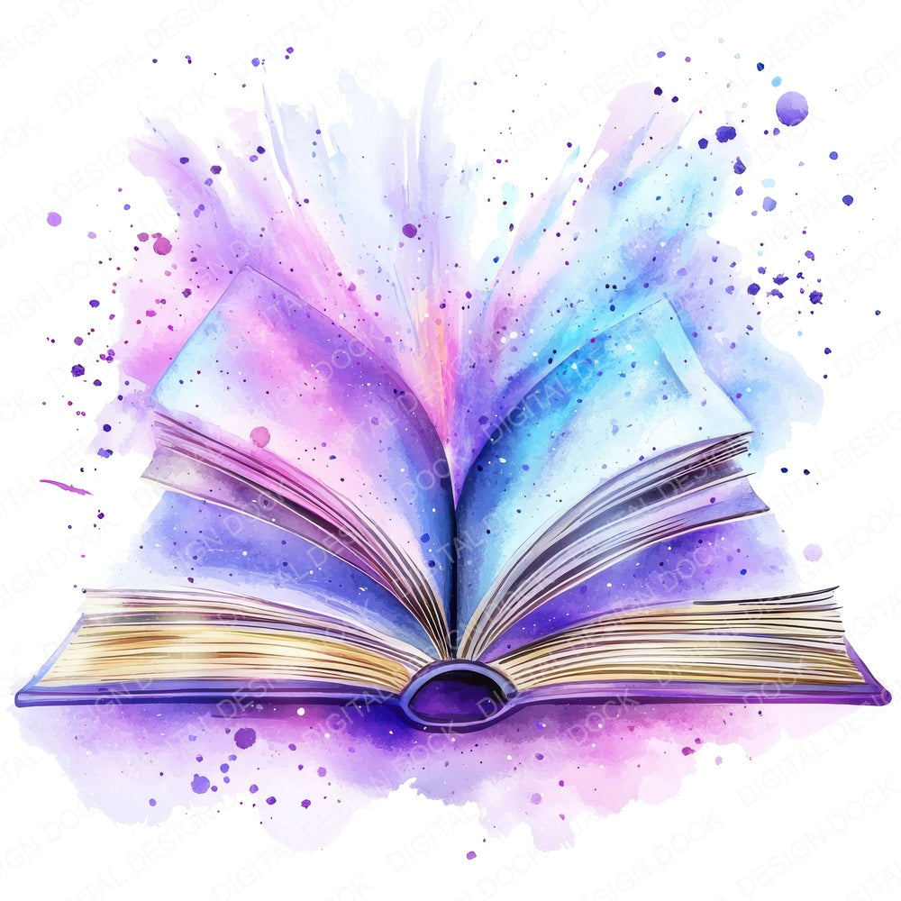 Magical Open book fussy cut sheet in US Letter format showing all 12 designs on one printable page