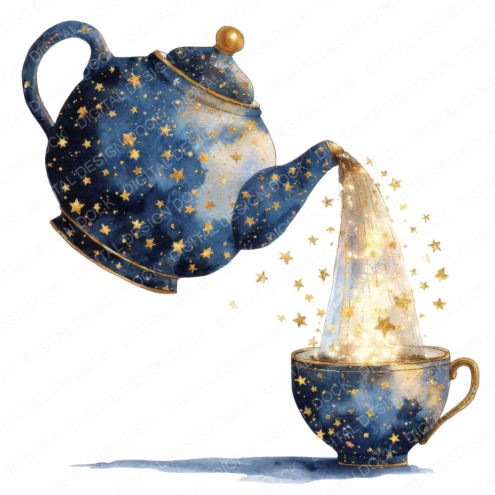 Magical Star Teapot fussy cut sheet in A4 format showing all 12 designs on one printable page