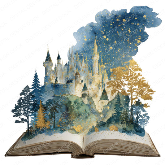 Magical World Open Book fussy cut sheet in A4 format showing all 12 designs on one printable page