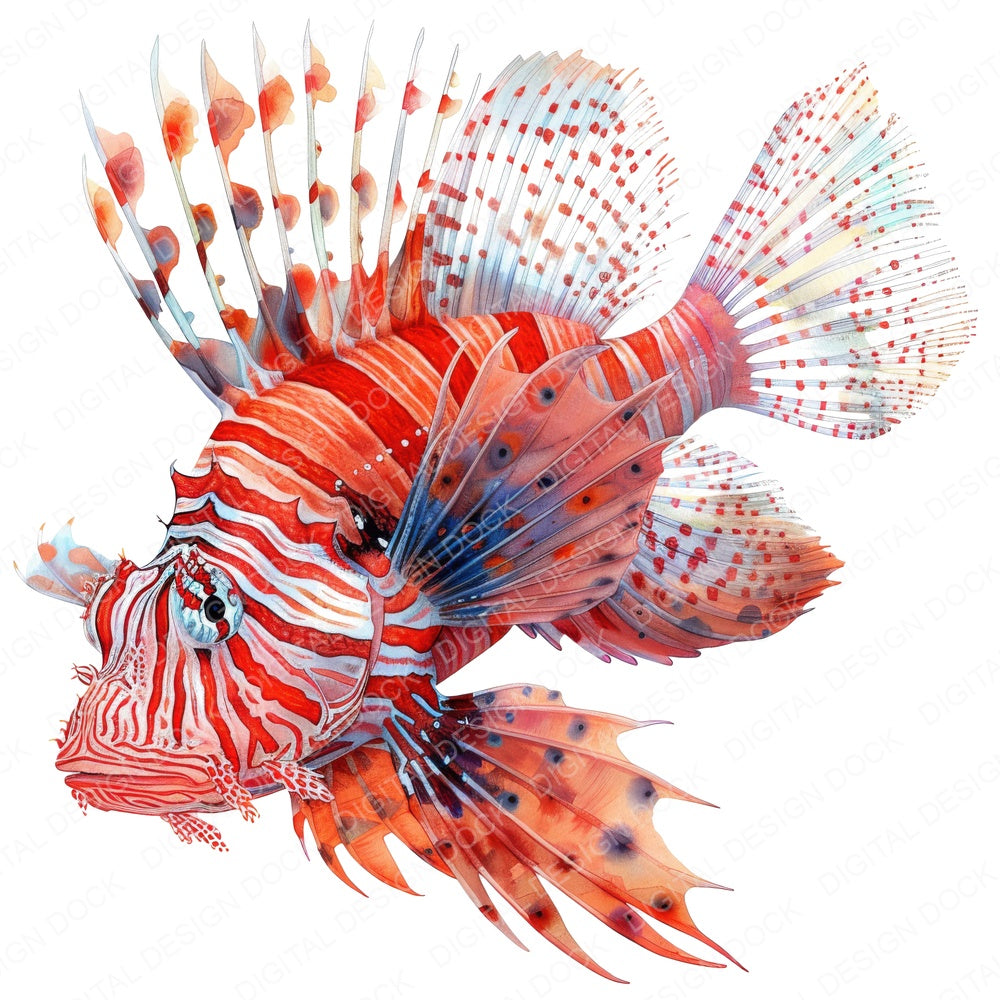 Majestic Lionfish fussy cut sheet in A4 format showing all 12 designs on one printable page
