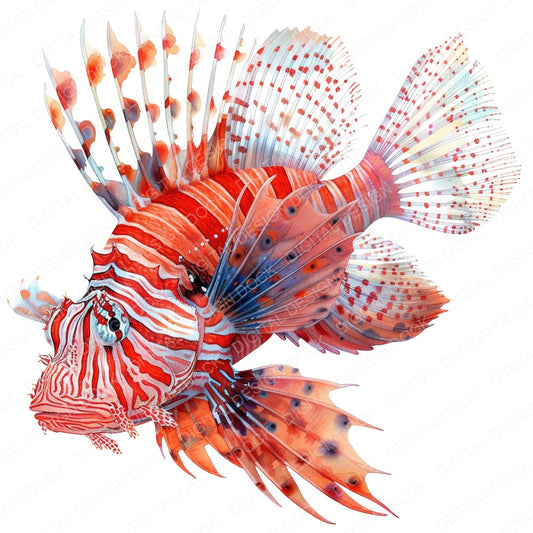 Majestic Lionfish fussy cut sheet in A4 format showing all 12 designs on one printable page
