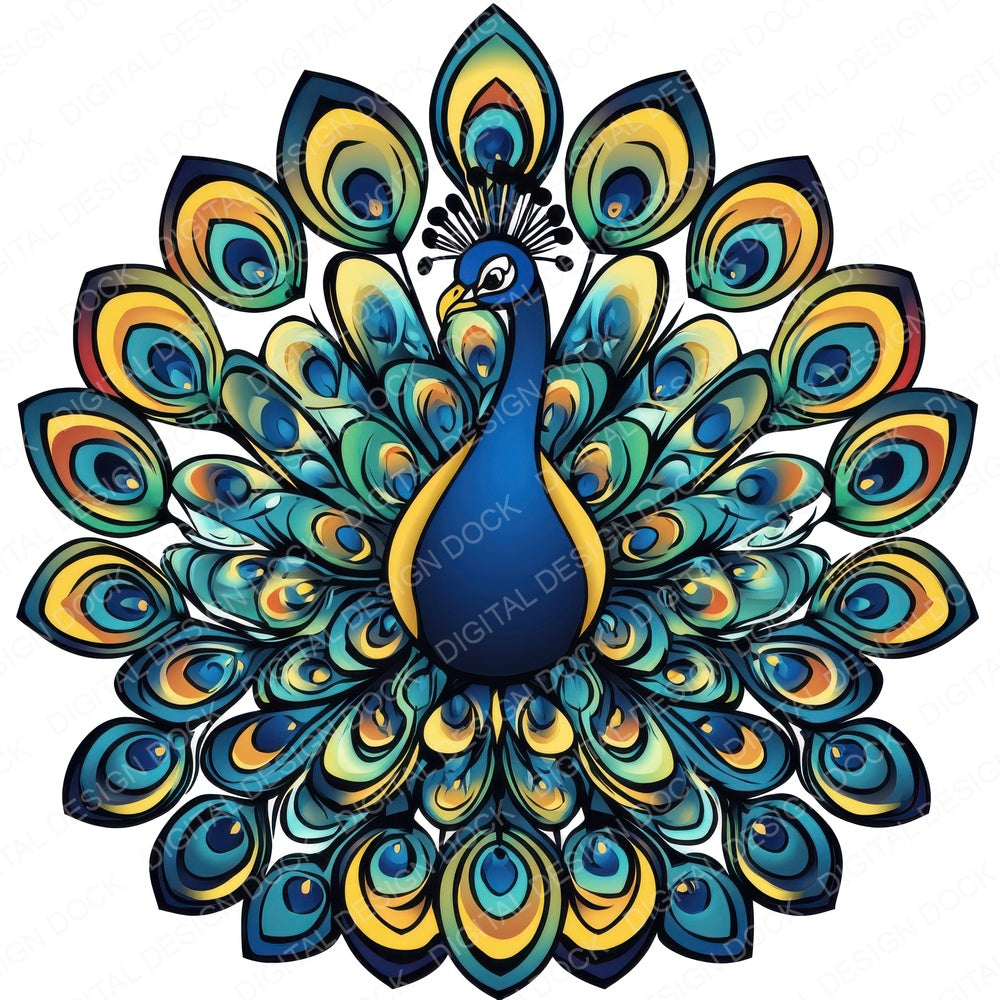 Majestic Peacock fussy cut sheet in US Letter format showing all 12 designs on one printable page