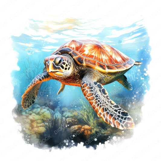 Majestic Sea Turtles fussy cut sheet in A4 format showing all 12 designs on one printable page