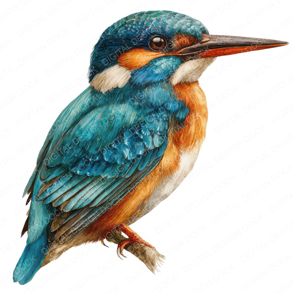 Malachite Kingfisher Exotic Bird Clipart Set (DDD008217)
