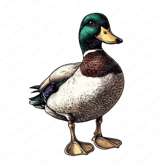Mallard Duck Illustration fussy cut sheet in A4 format showing all 12 designs on one printable page