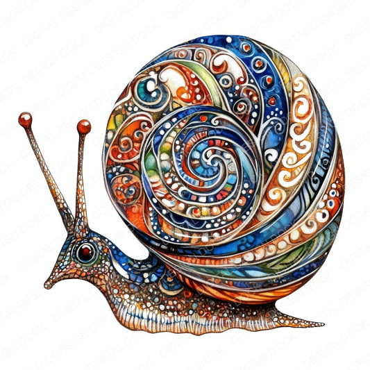 Mandala Design Snail fussy cut sheet in A4 format showing all 12 designs on one printable page
