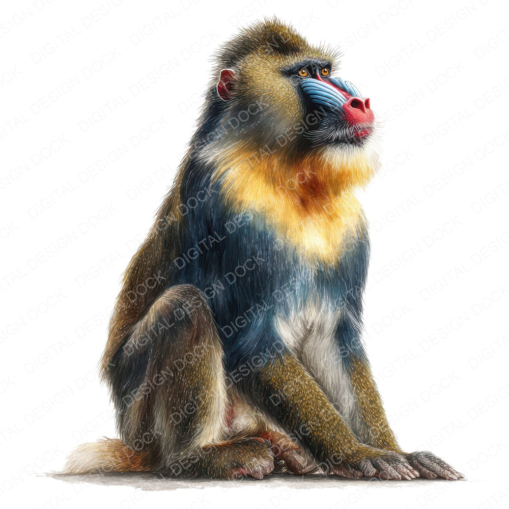 Mandrill Exotic Animal fussy cut sheet in US Letter format showing all 12 designs on one printable page