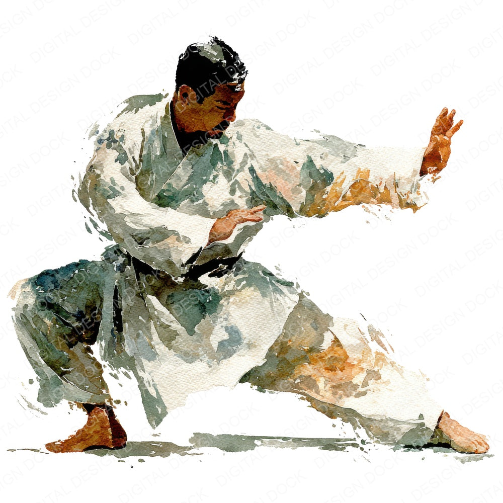 Martial Arts Kata fussy cut sheet in A4 format showing all 12 designs on one printable page