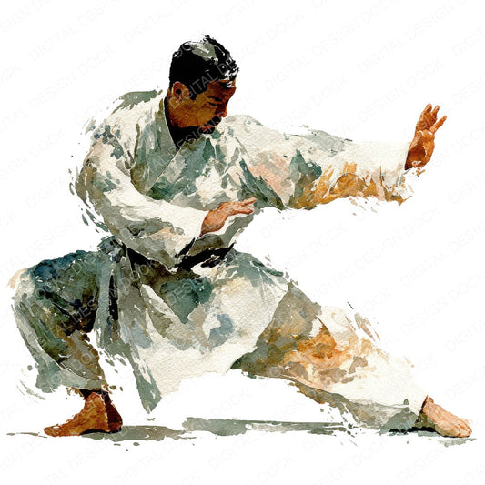 Martial Arts Kata fussy cut sheet in A4 format showing all 12 designs on one printable page