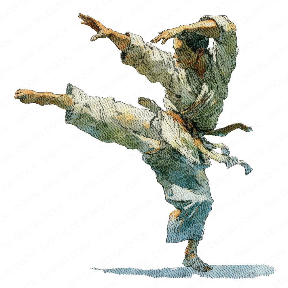 Martial Arts Kata fussy cut sheet in US Letter format showing all 12 designs on one printable page