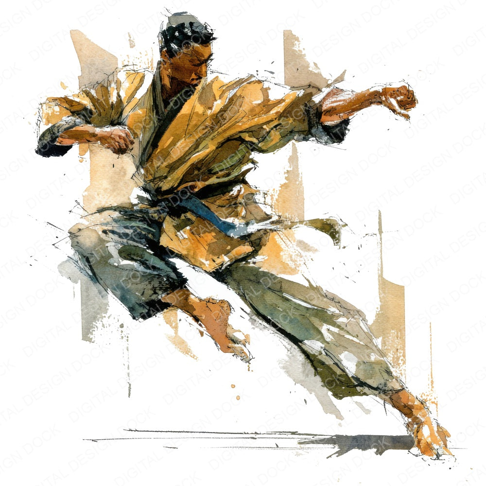 Martial Arts Punch Pose fussy cut sheet in A4 format showing all 12 designs on one printable page