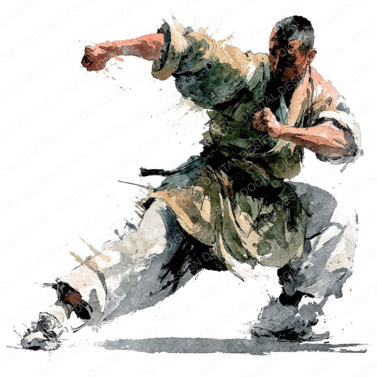 Martial Arts Punch Pose fussy cut sheet in US Letter format showing all 12 designs on one printable page