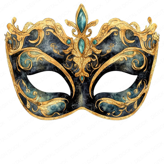 Masquerade Mask fussy cut sheet in A4 format showing all 12 designs on one printable page