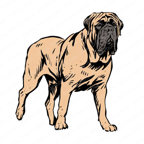Single Mastiff Watercolour Dog clipart design shown full size