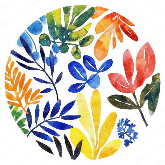 Matisse Shapes A fussy cut sheet in A4 format showing all 12 designs on one printable page