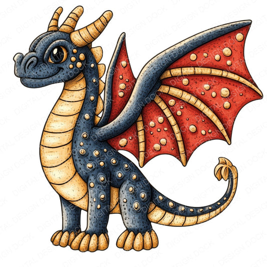 Medieval Dragon Cartoon fussy cut sheet in A4 format showing all 12 designs on one printable page