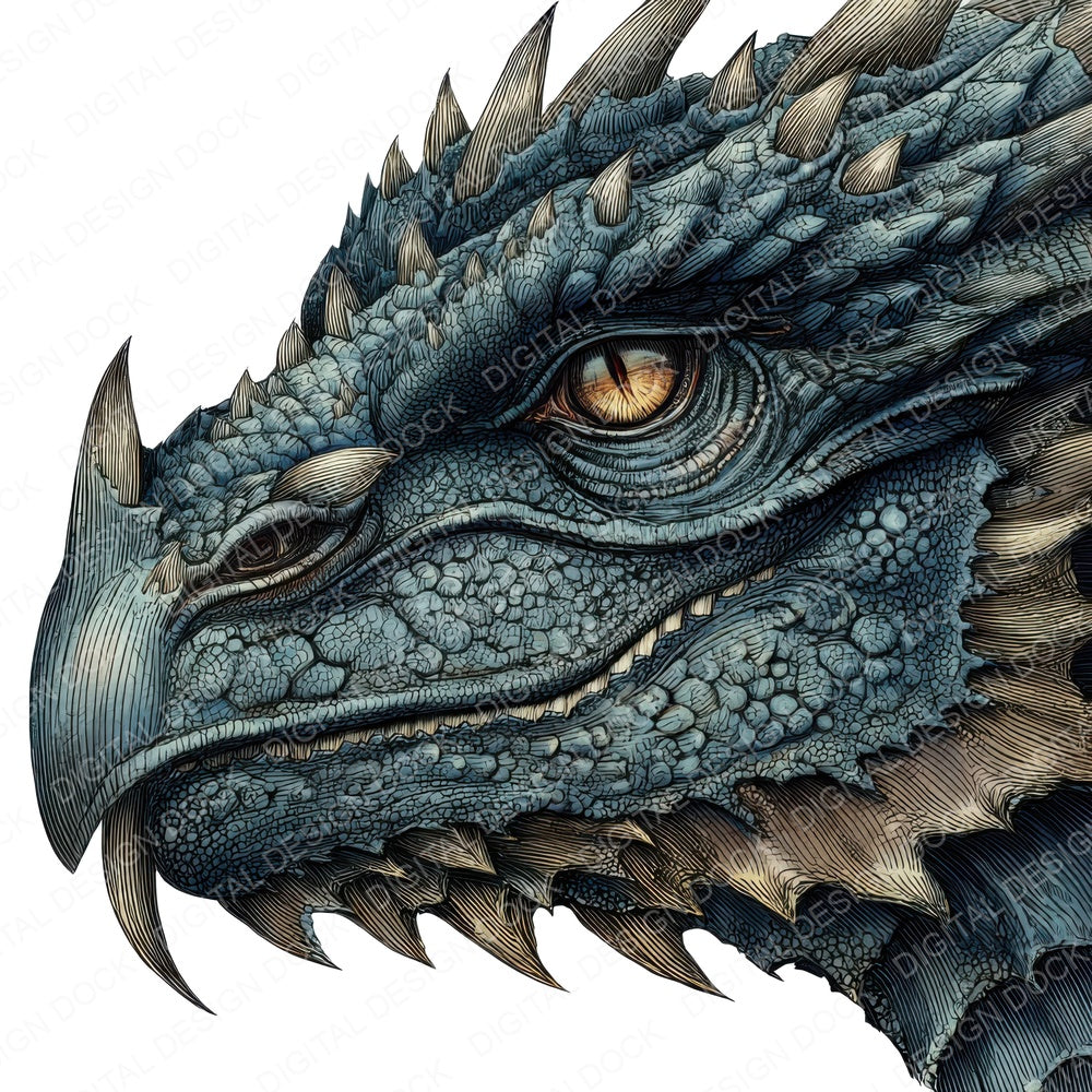 Medieval Dragon Head A fussy cut sheet in A4 format showing all 12 designs on one printable page