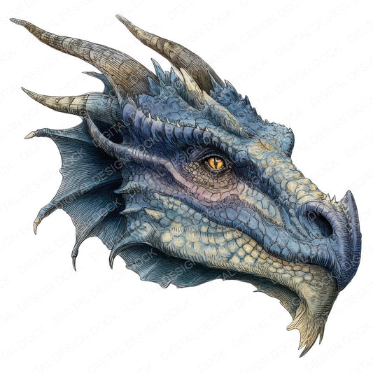 Medieval Dragon Head C fussy cut sheet in A4 format showing all 12 designs on one printable page