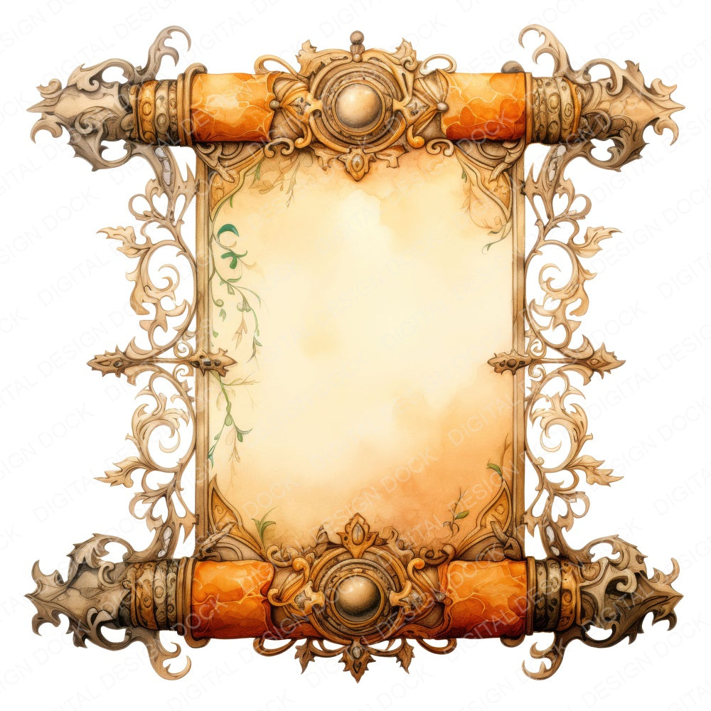 Medieval Ornate Scroll fussy cut sheet in A4 format showing all 12 designs on one printable page