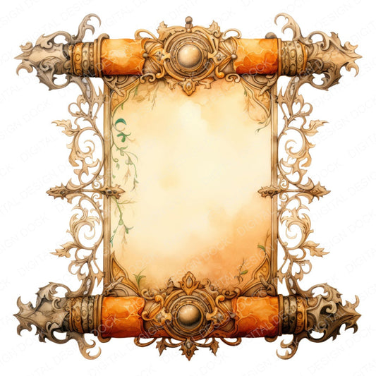 Medieval Ornate Scroll fussy cut sheet in A4 format showing all 12 designs on one printable page