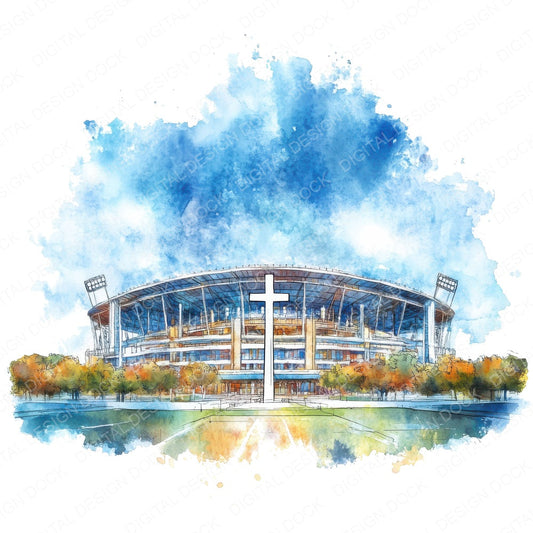 Mega Church Stadium fussy cut sheet in US Letter format showing all 12 designs on one printable page