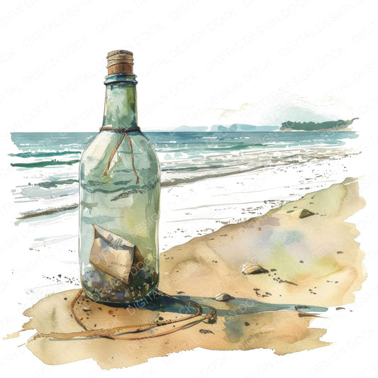 Message in a Bottle fussy cut sheet in A4 format showing all 12 designs on one printable page