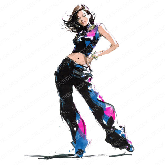 Millenium Pop Dancer fussy cut sheet in US Letter format showing all 12 designs on one printable page