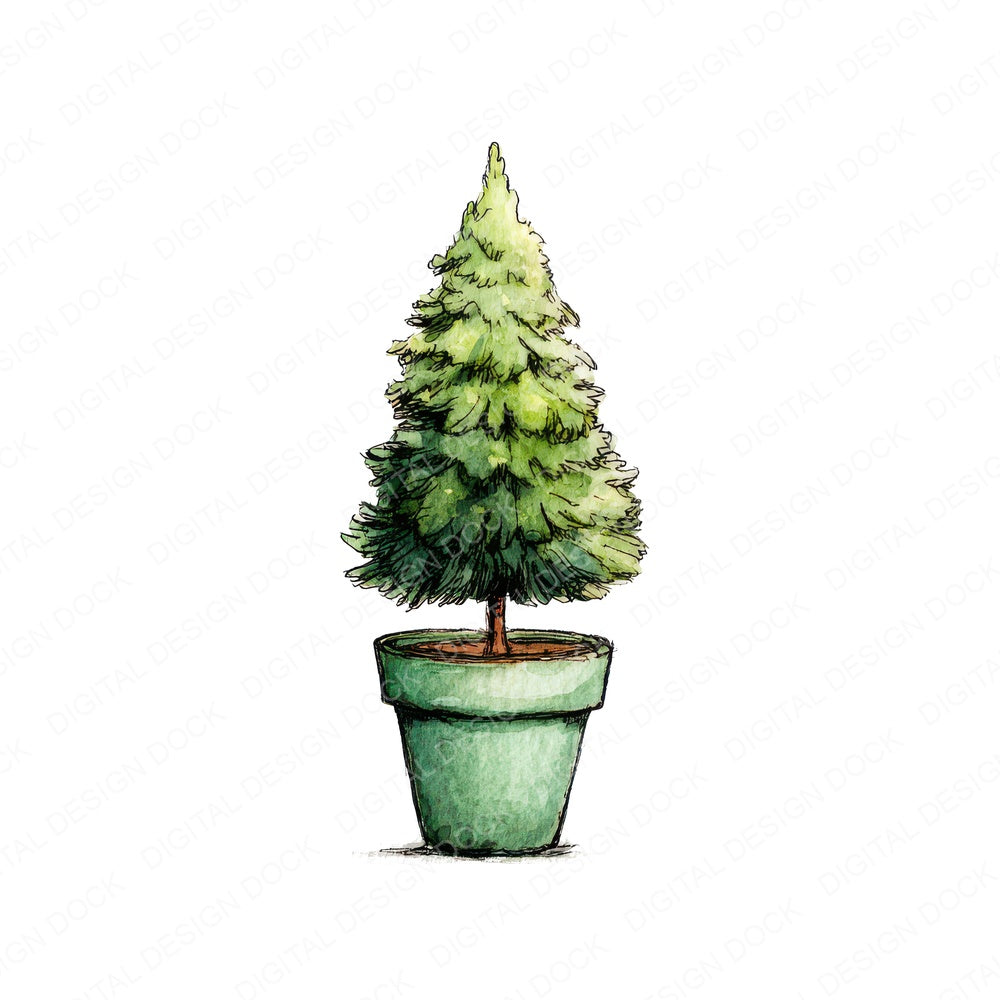 Mini Christmas Tree Pot fussy cut sheet in A4 format showing all 12 designs on one printable page