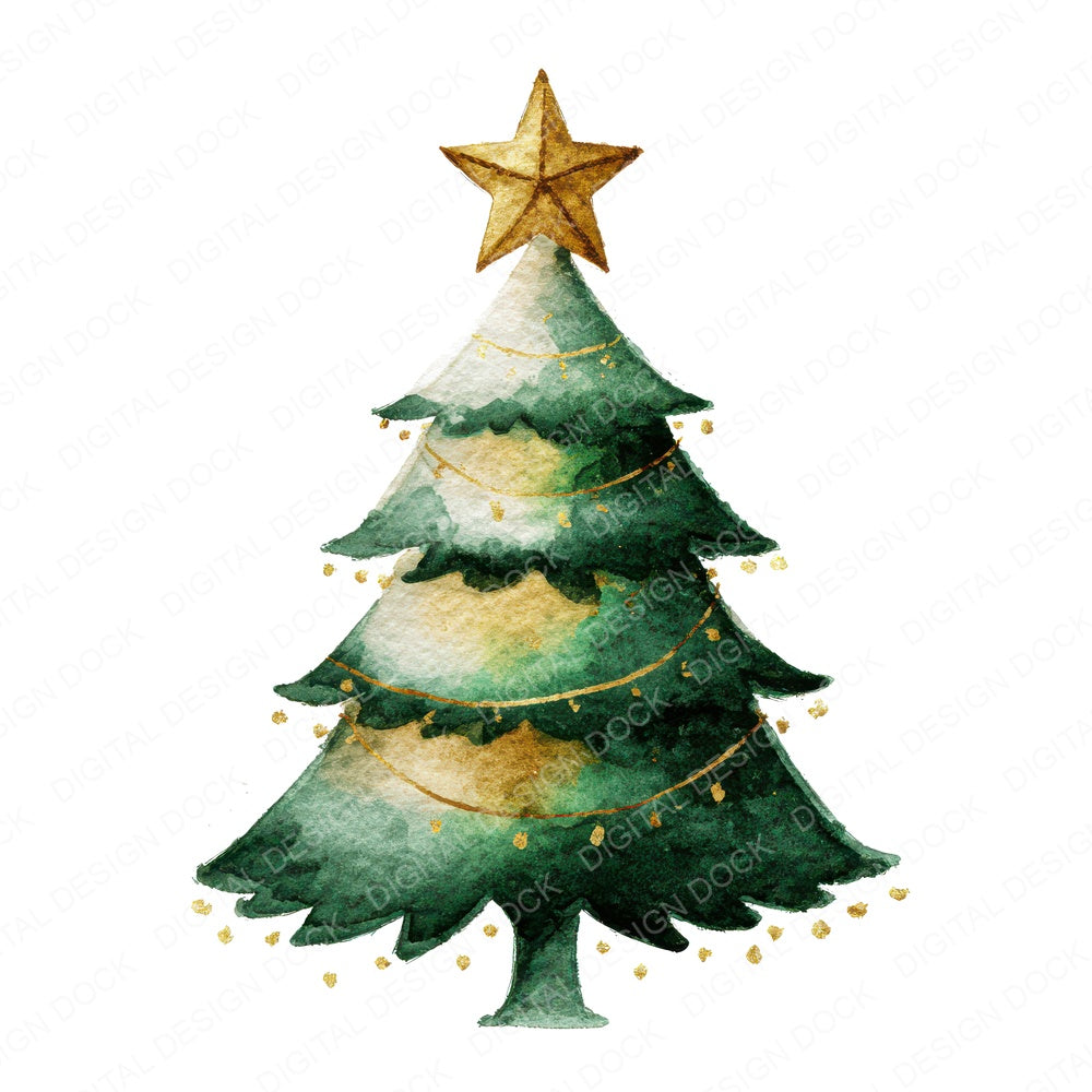 Mini Christmas Tree Star fussy cut sheet in A4 format showing all 12 designs on one printable page