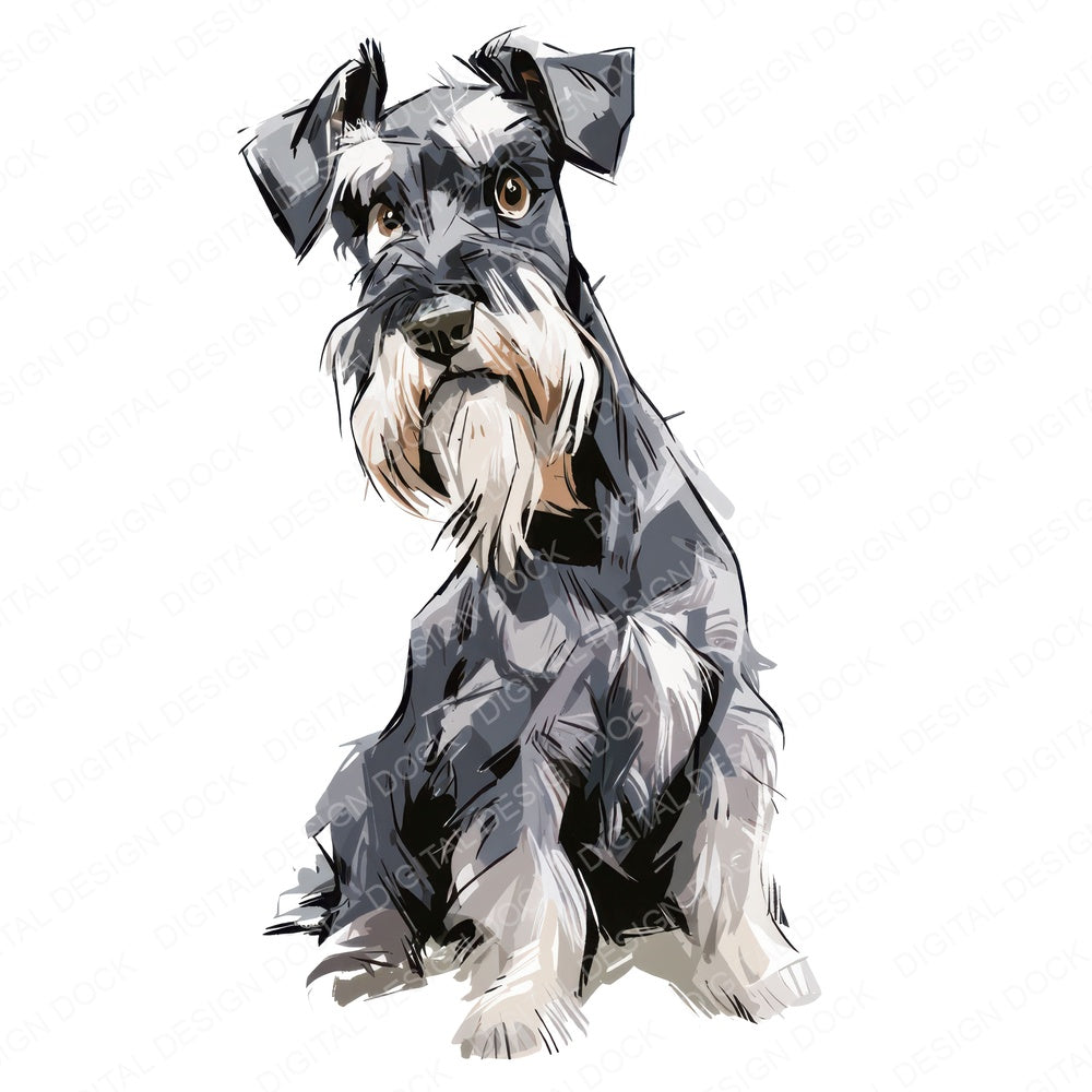 Another Miniature Schnauzer Watercolour Dog design shown full size