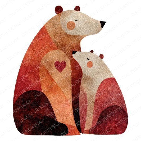 Minimal Bear Family Love Clipart Set (DDD008293)