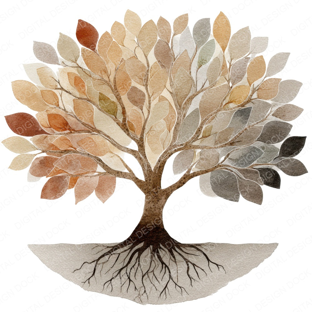 Minimal Boho Tree of Life fussy cut sheet in A4 format showing all 12 designs on one printable page
