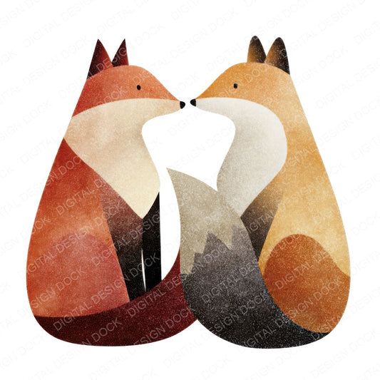 Minimal Fox Pair Love Clipart Set (DDD008298)