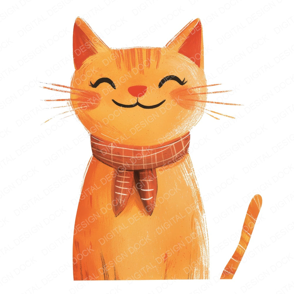 Minimal Ginger Cat Character fussy cut sheet in A4 format showing all 12 designs on one printable page