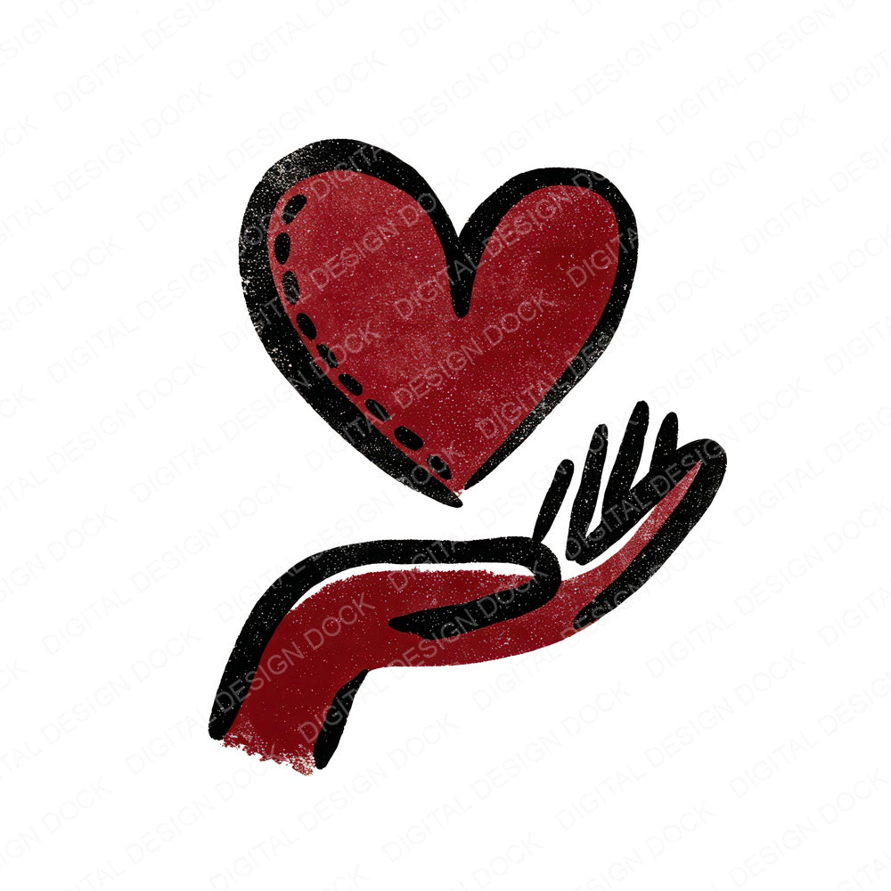 Minimal Hand Offering Heart fussy cut sheet in A4 format showing all 12 designs on one printable page