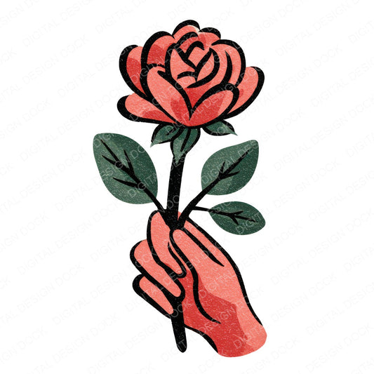 Minimal Hand Rose Clipart Set (DDD008277)