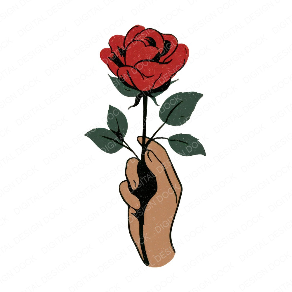 Minimal Hand Rose Clipart Set (DDD008277)