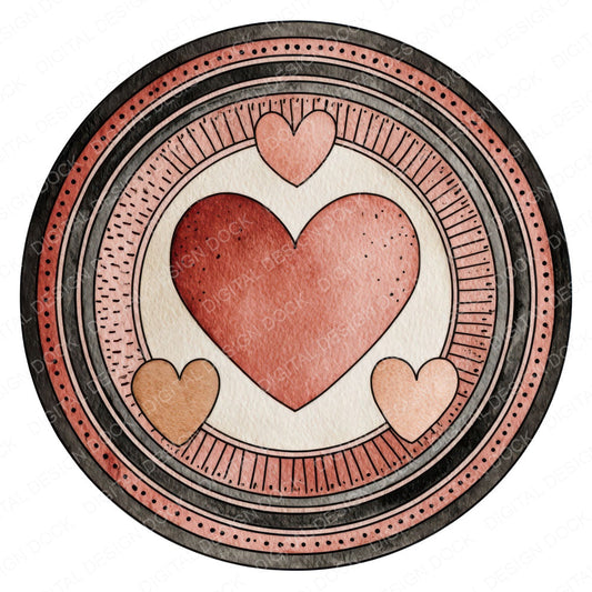 Minimal Heart Circle Emblem Clipart Set (DDD008299)