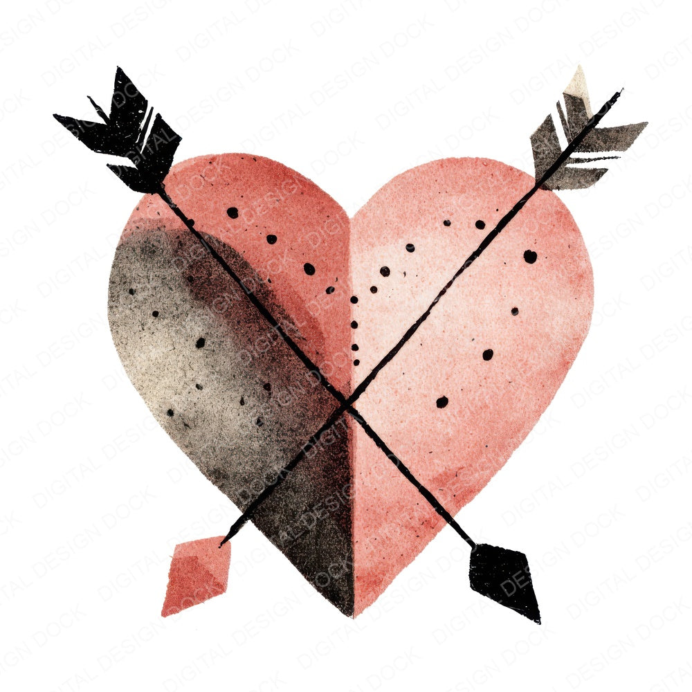 Minimal Heart With Arrow Clipart Set (DDD008300)