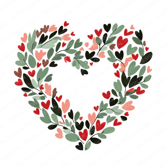 Minimal Heart Wreath Clipart Set (DDD008280)