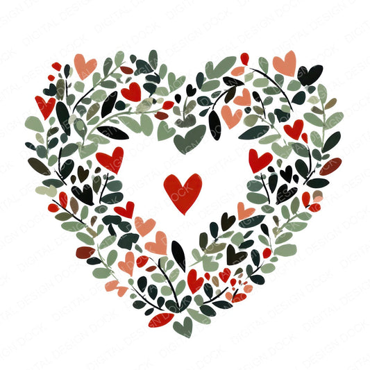 Minimal Heart Wreath Clipart Set (DDD008280)