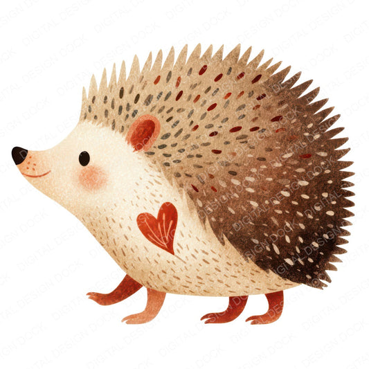 Minimal Hedgehog Love Clipart Set (DDD008302)