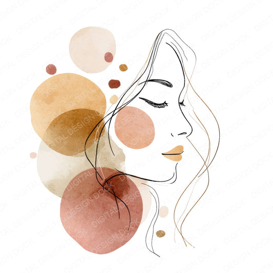 Minimal Line Art Woman fussy cut sheet in A4 format showing all 12 designs on one printable page
