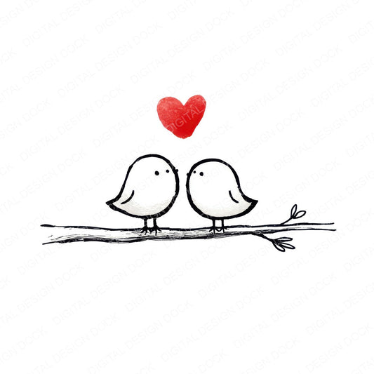 Minimal Line Birds Love Clipart Set (DDD008303)