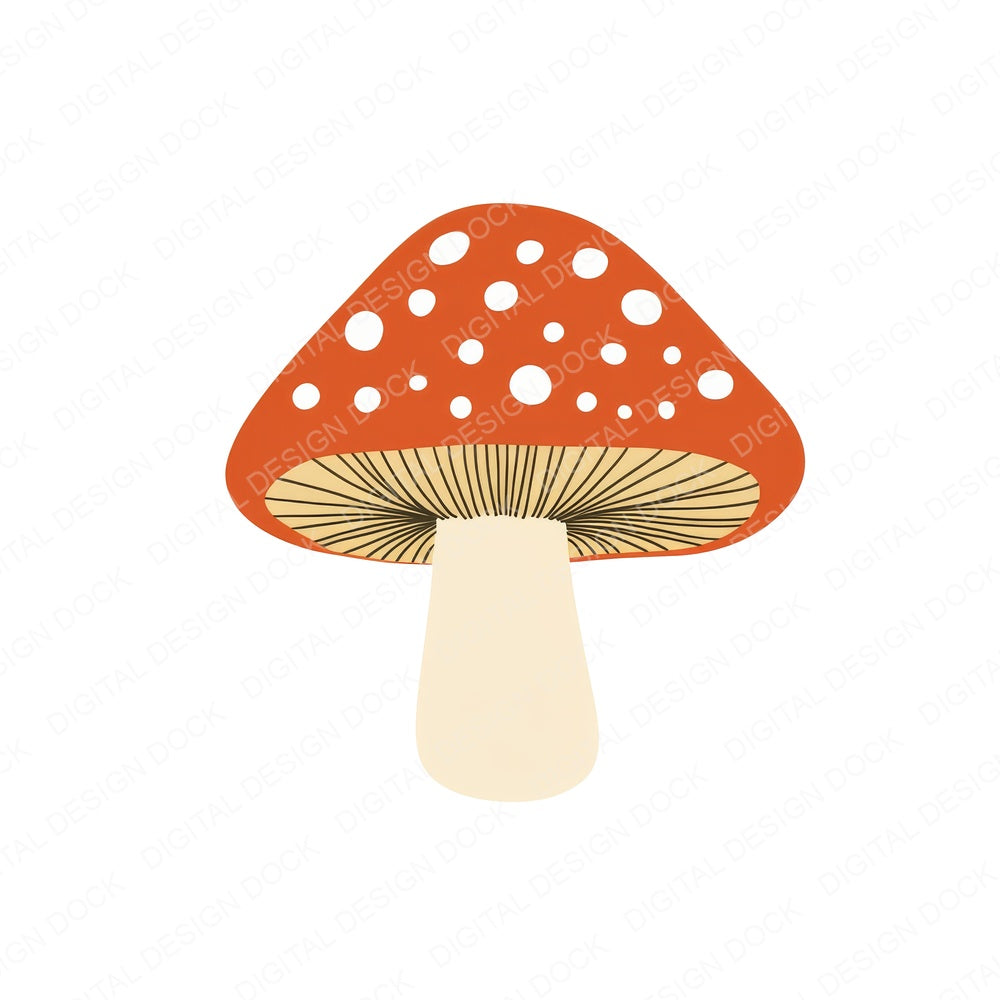 Minimal Mushroom fussy cut sheet in A4 format showing all 12 designs on one printable page