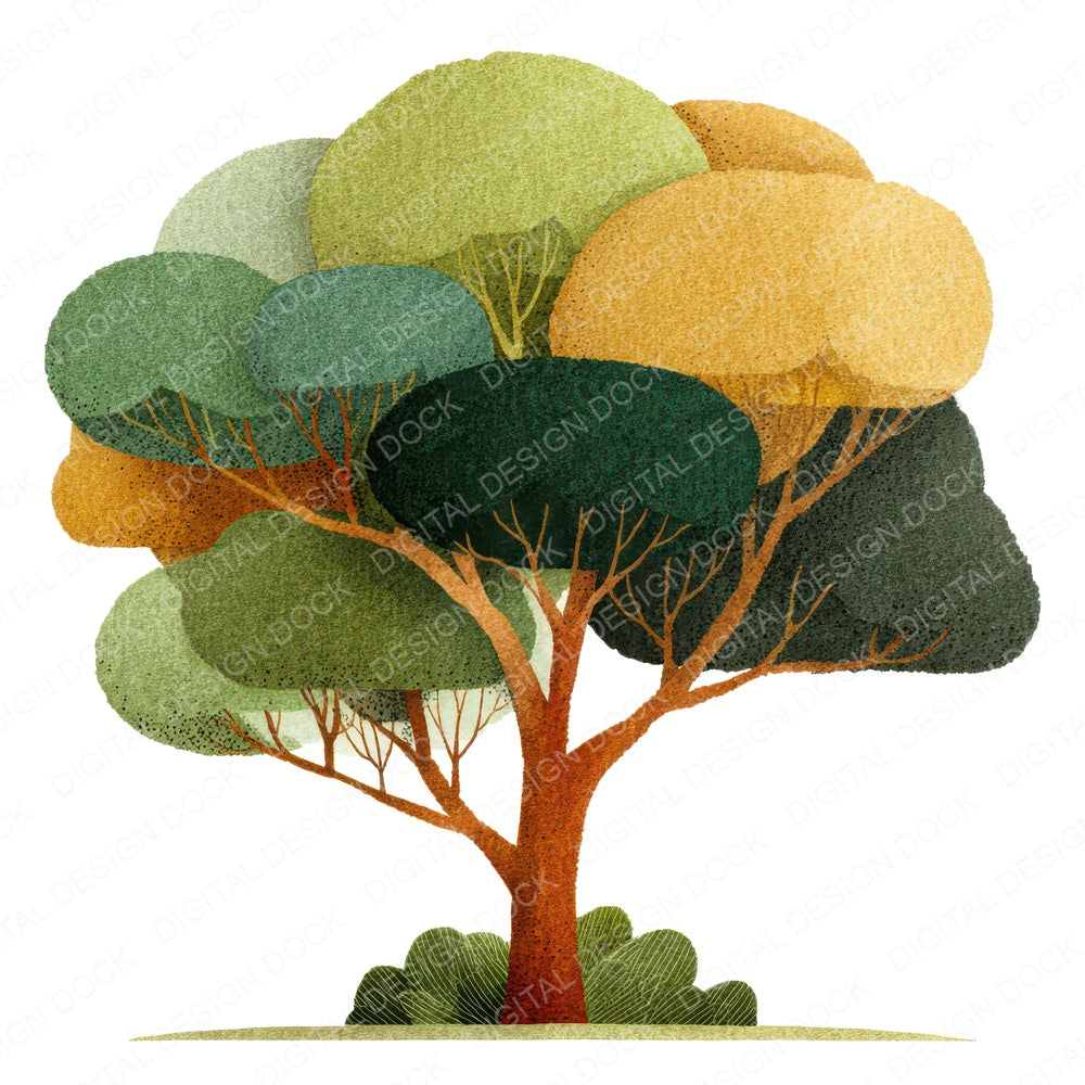 Minimal Oak Tree Clipart Set (DDD008283)