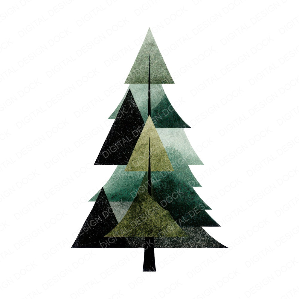 Minimal Pine Tree Clipart Set (DDD008285)